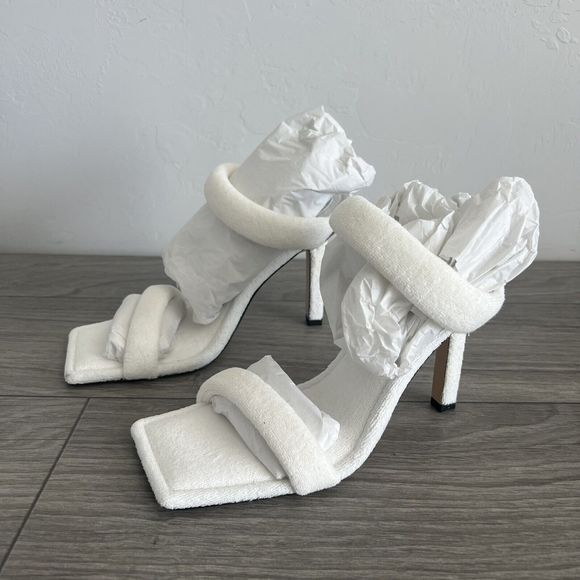 Good American Womens Double Band High‎ Heel White Terry Size 7.5 NIB - Picture 1 of 14